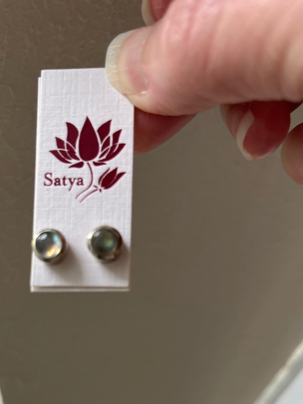 Sterling Satya Earrings: Labradorite studs
